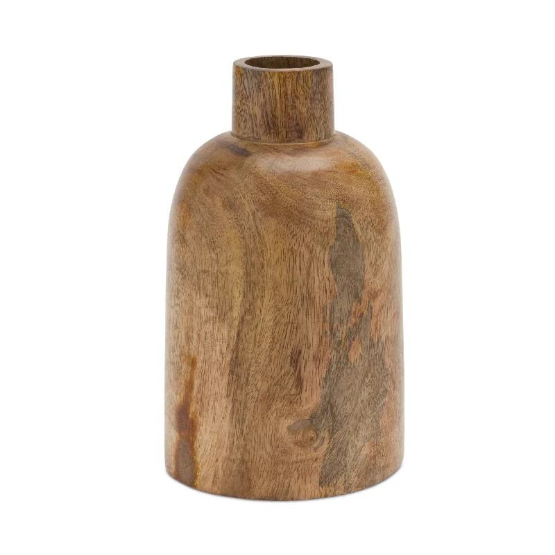 Mango Wood 8.75" Bottle Vase, Set of 2