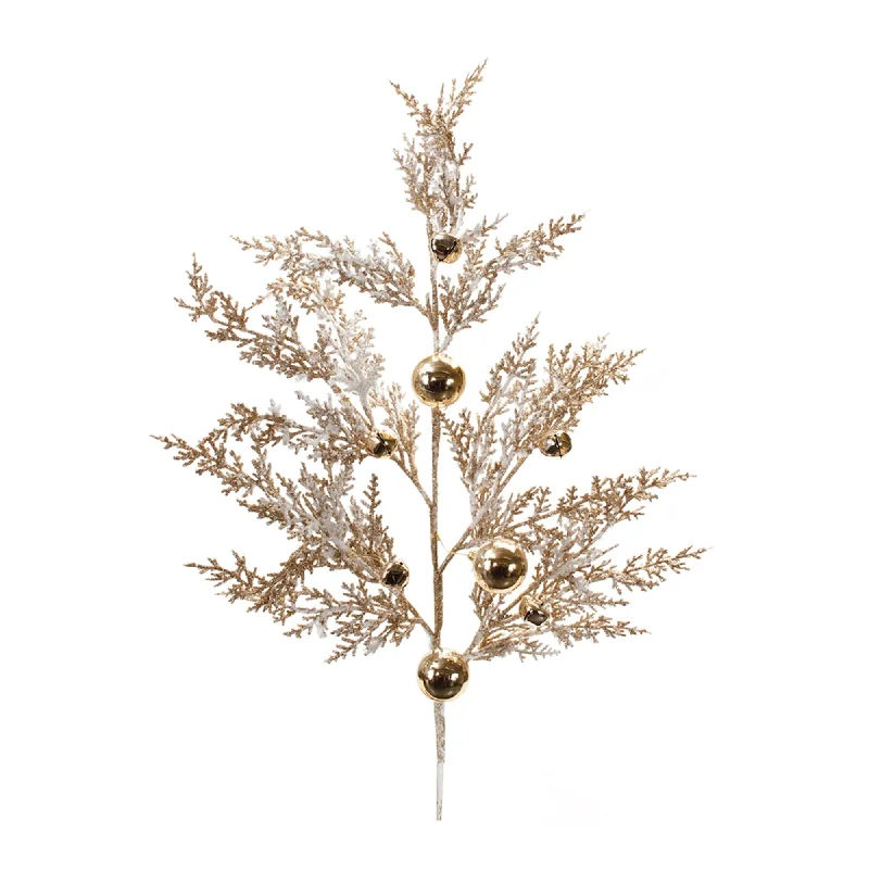 Flocked Sleigh Bell Pine Spray