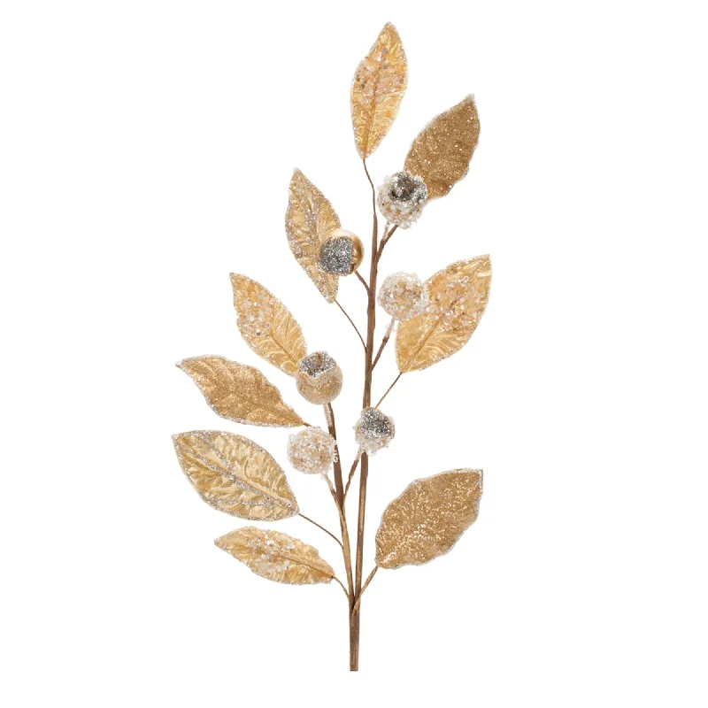 Beaded Gold Leaf Stem, Set of 2