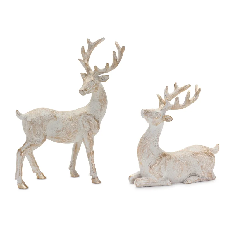 Brushed Gold Holiday Deer Figurine, Set of 6