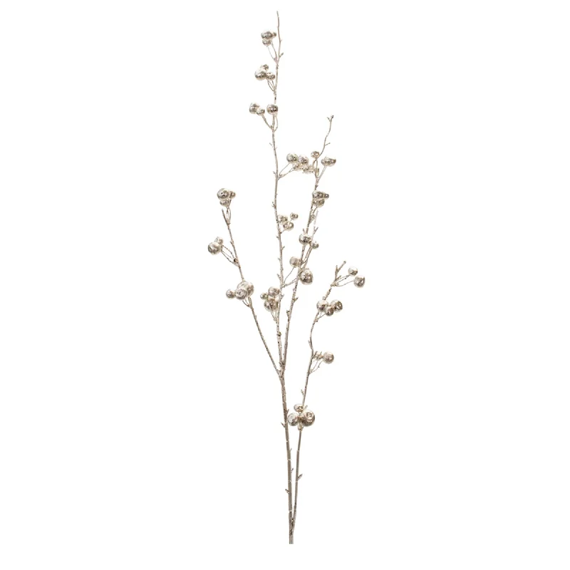 Glittered Gold Berry Twig Spray, Set of 6