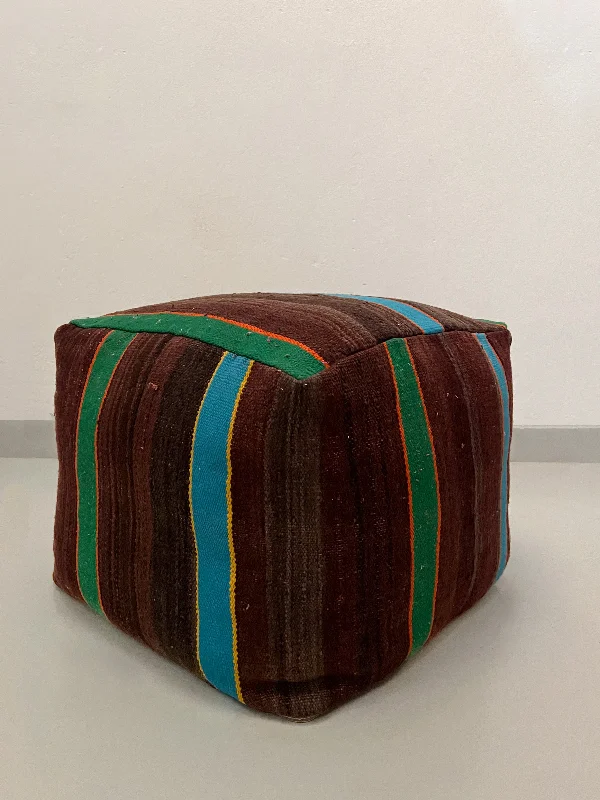 Ait Yadine Vintage Hanbel Pouf Square - Stripe