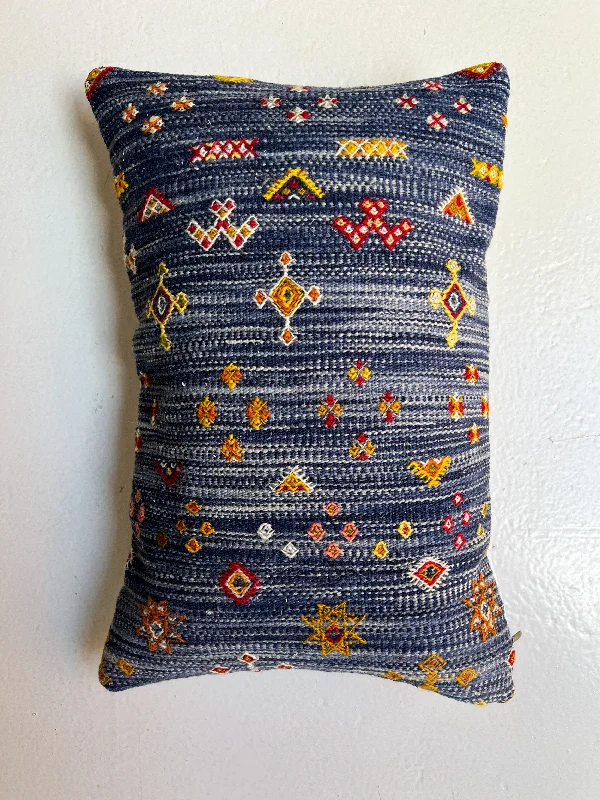 Anzal's Flatweave Lumbar Pillow - Indigo