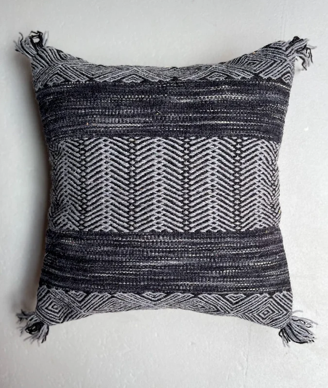 Anzal's Flatweave x Zanafi Pillow - Grey/Black