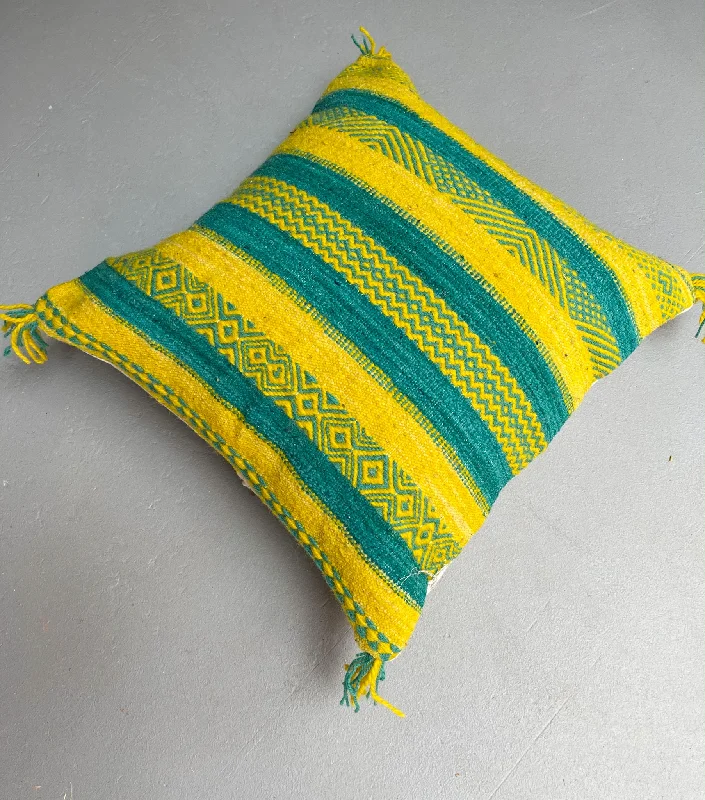 Anzal's Flatweave x Zanafi Pillow - Yellow/Teal