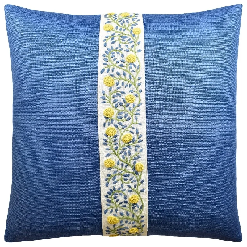 Ashoka Citron & Denim Blue Throw Pillow