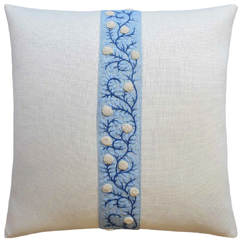 Ashoka Ivory & Blue Throw Pillow