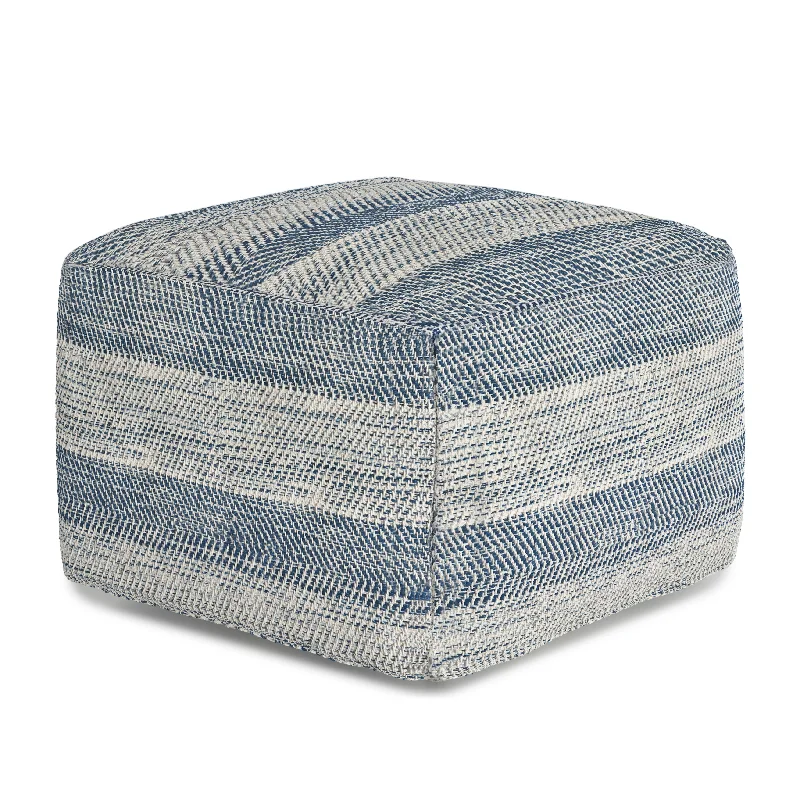 Axis Cotton Square Pouf with Woven Patterned Melange