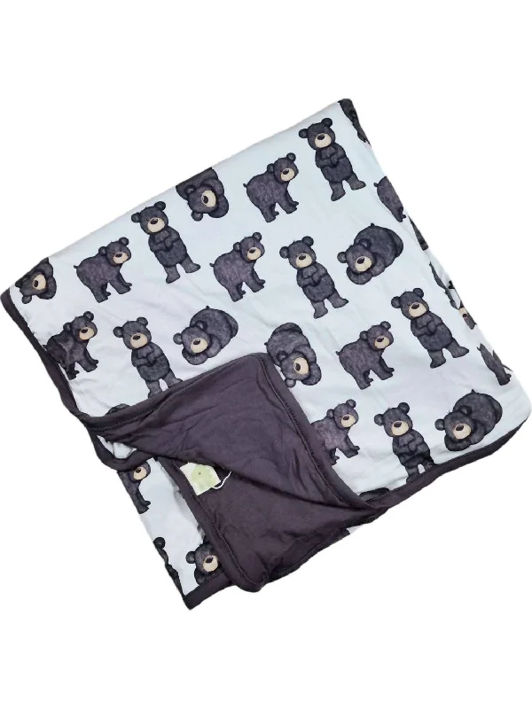 Baby's Bear Bamboo Blanket In Black