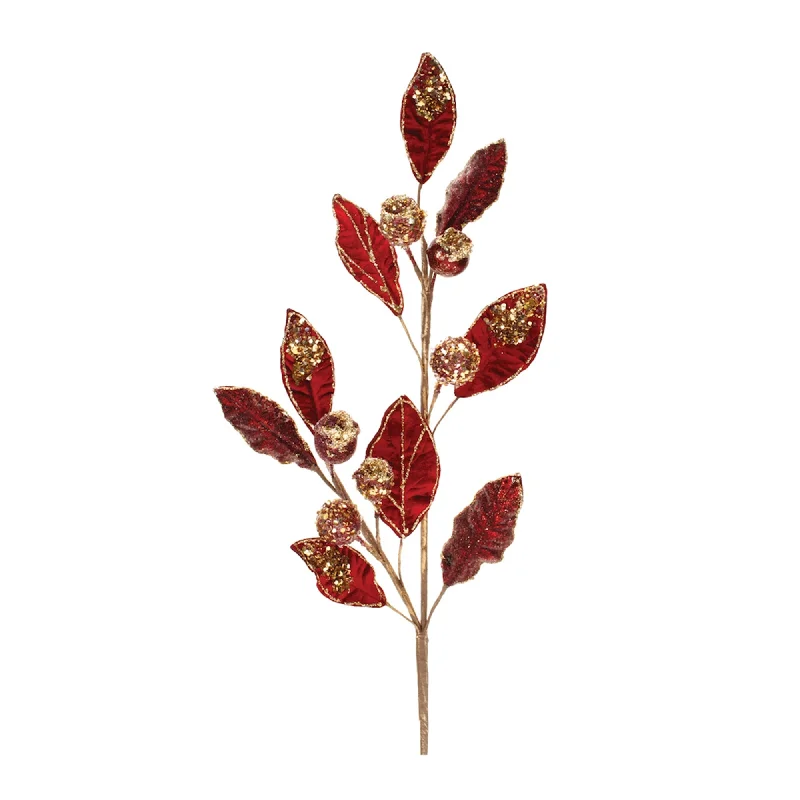 Beaded Burgandy Leaf Stem, Set of 2