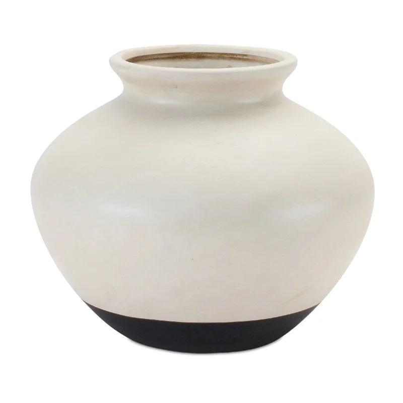 Black Two Tone  9"D Ceramic Vase