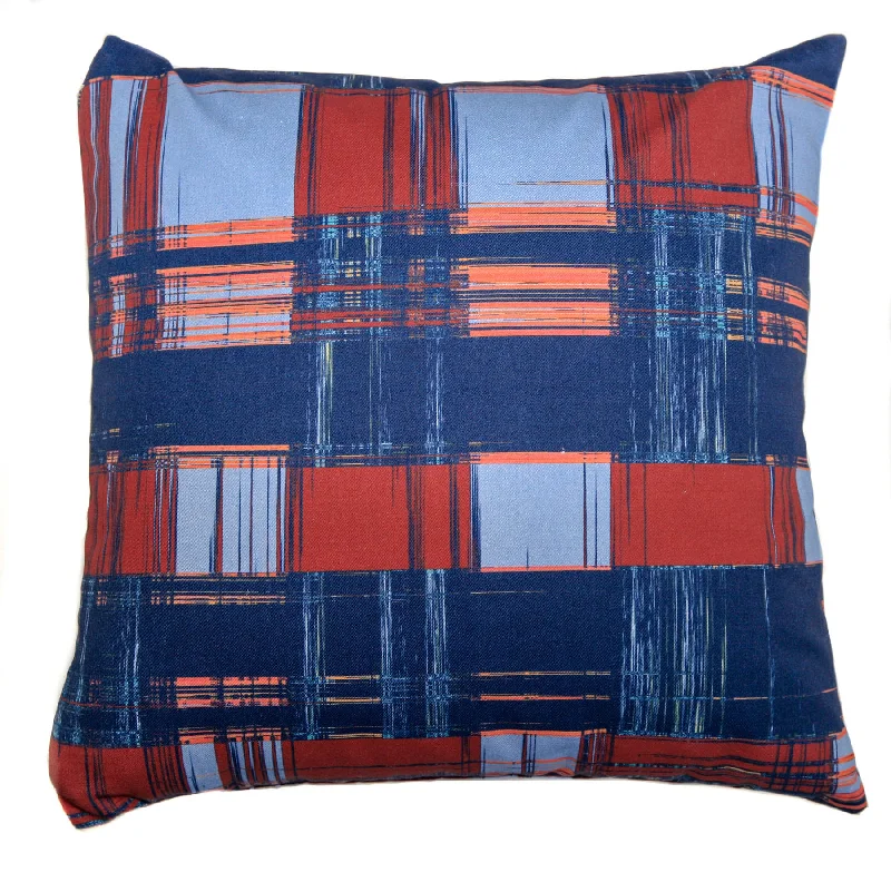 Blue Plaid Throw Pillow