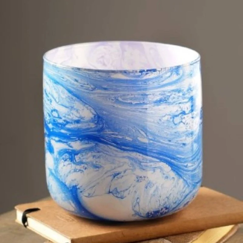 Blue & White Marble Finish U-Shaped Hurricane