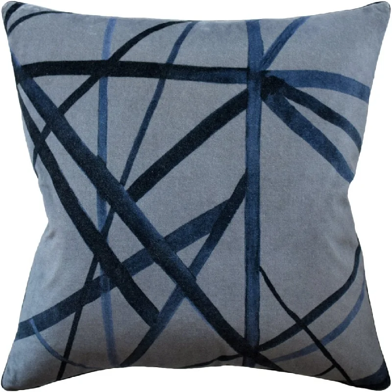 Channels Velvet Slate Blue Decorative Pillow