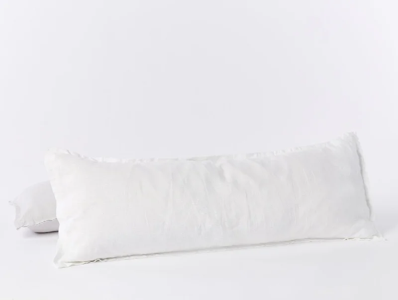 Alpine White Organic Relaxed Linen Lumbar Pillow Cover