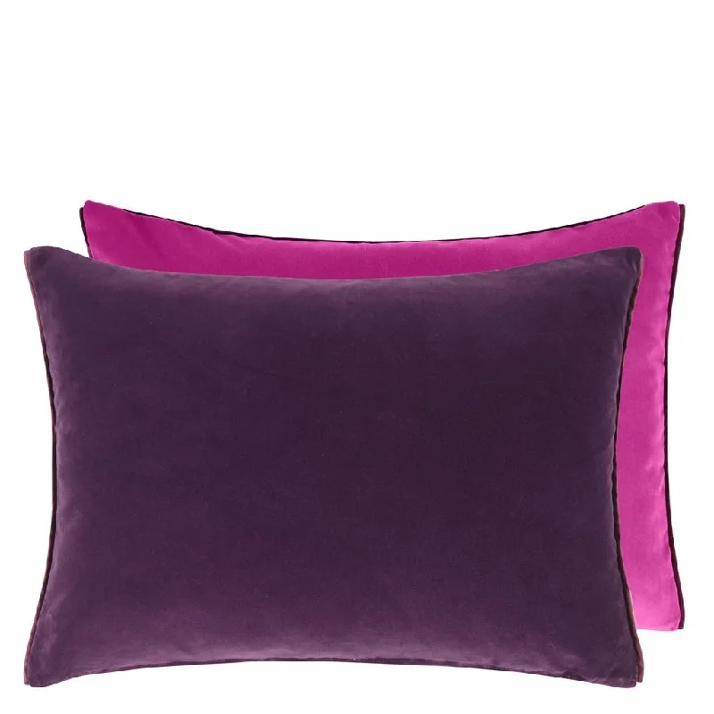 Cassia Aubergine & Magenta Velvet Pillow by Designers Guild