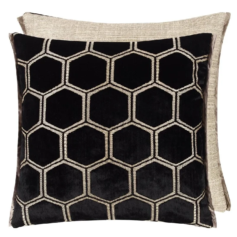 Manipur Noir Velvet Decorative Pillow by Designers Guild