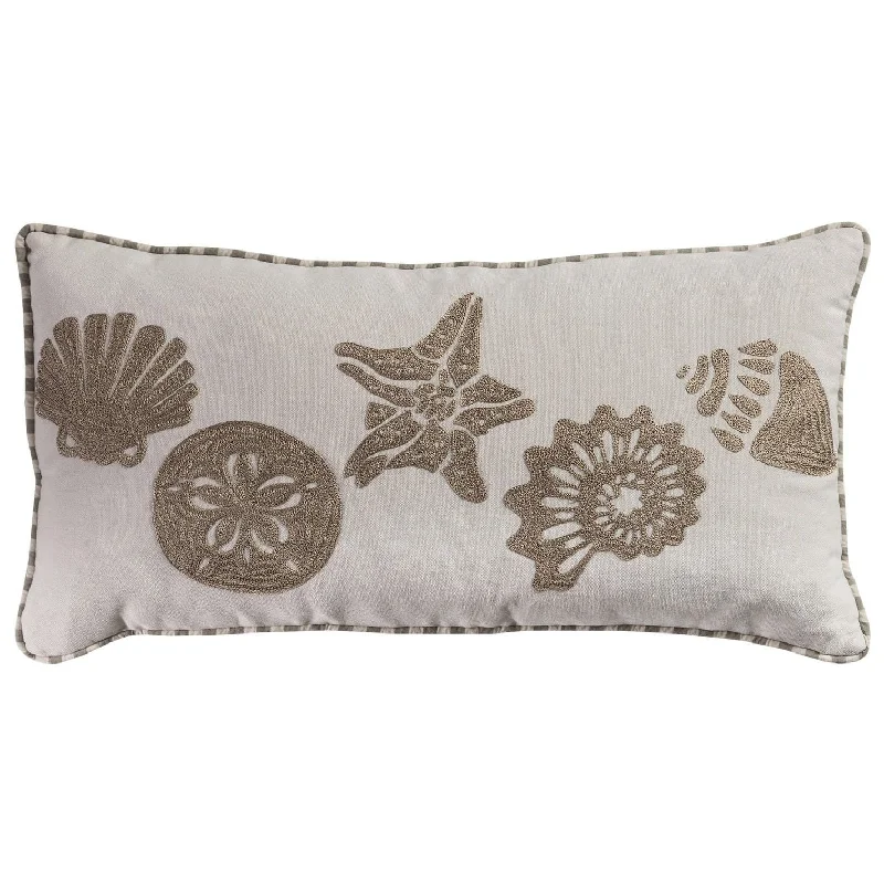 Embroidered Cotton Shells Decorative Throw Pillow