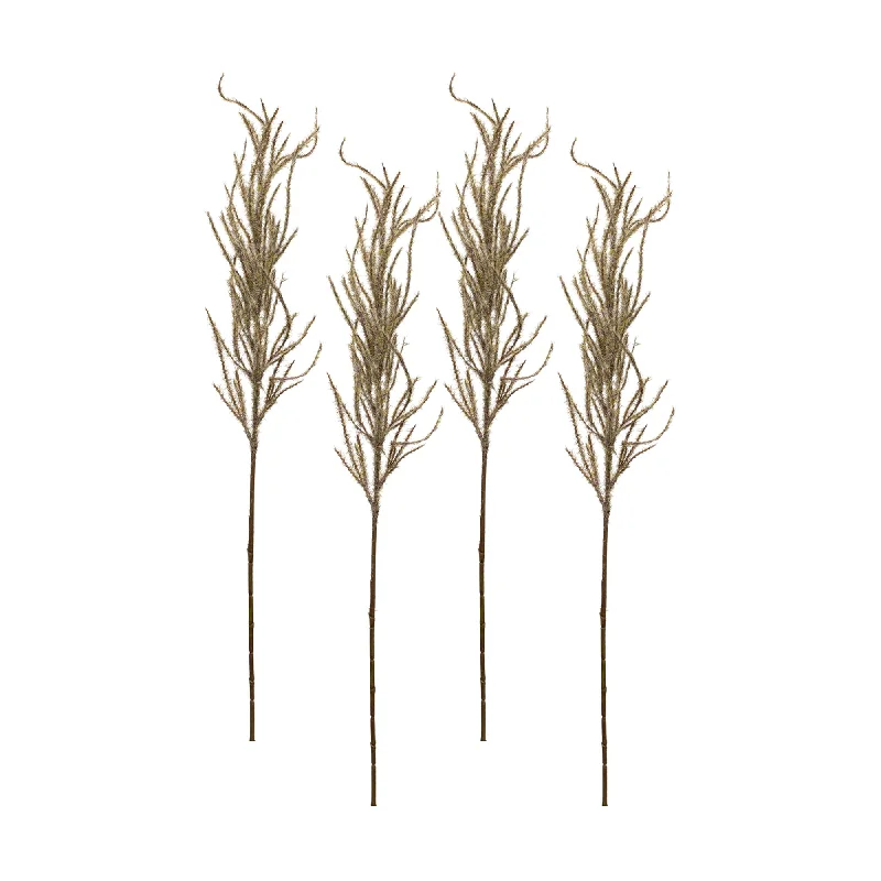 Flocked Beige Pampas Grass Spray, Set of 4