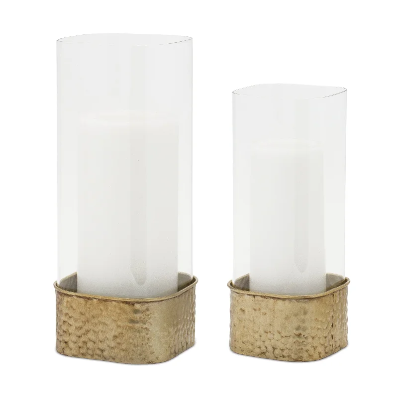 Hammered Metal Candle Holder, Set of 2