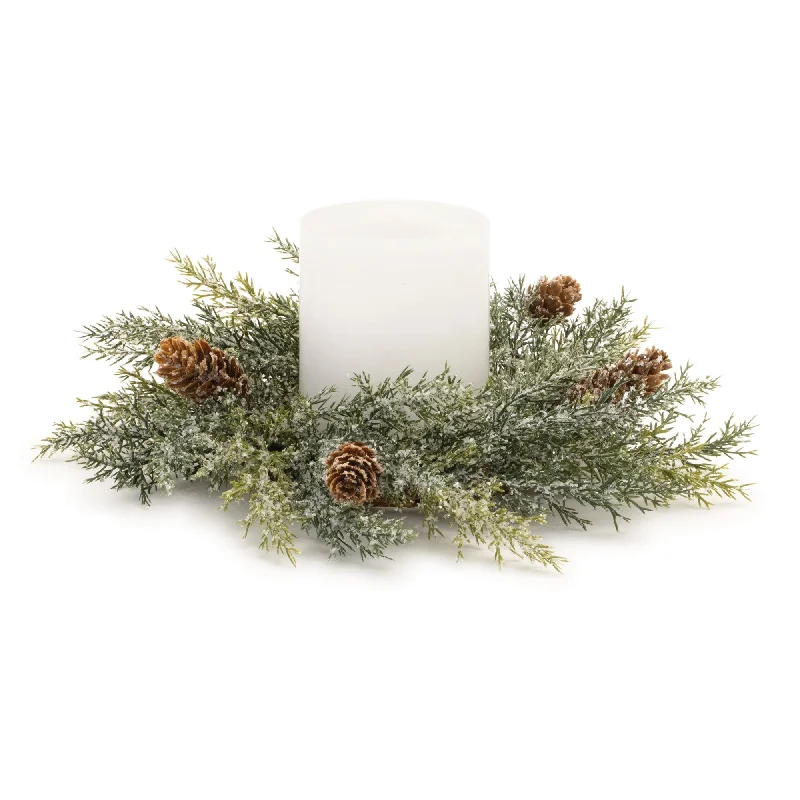 Icy Pine Cone Candle Ring, Set of 2