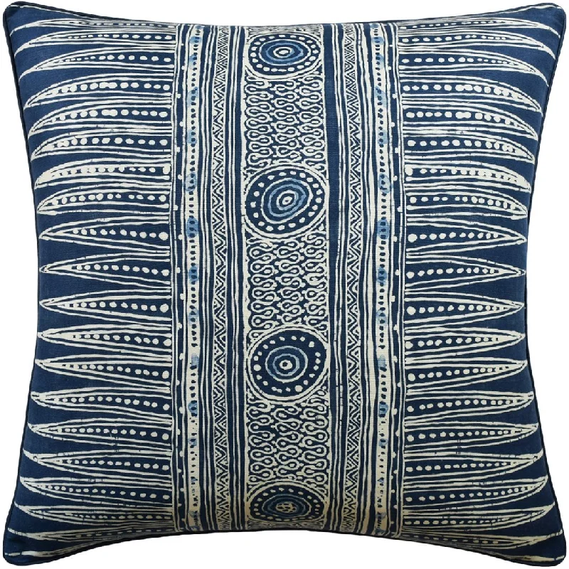 Indian Zag Indigo Pillow by Ryan Studio