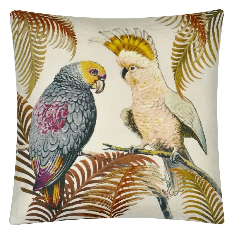 John Derian Parrot And Palm Parchment Decorative Pillow