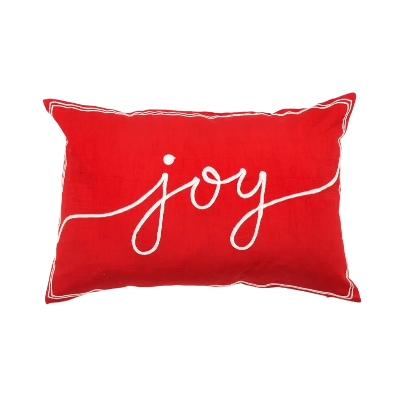 Joy Embroidered Decorative Pillow