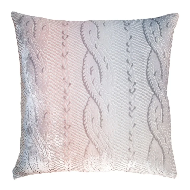 Moonstone Cable Knit Velvet Pillow by O'Brien Studio