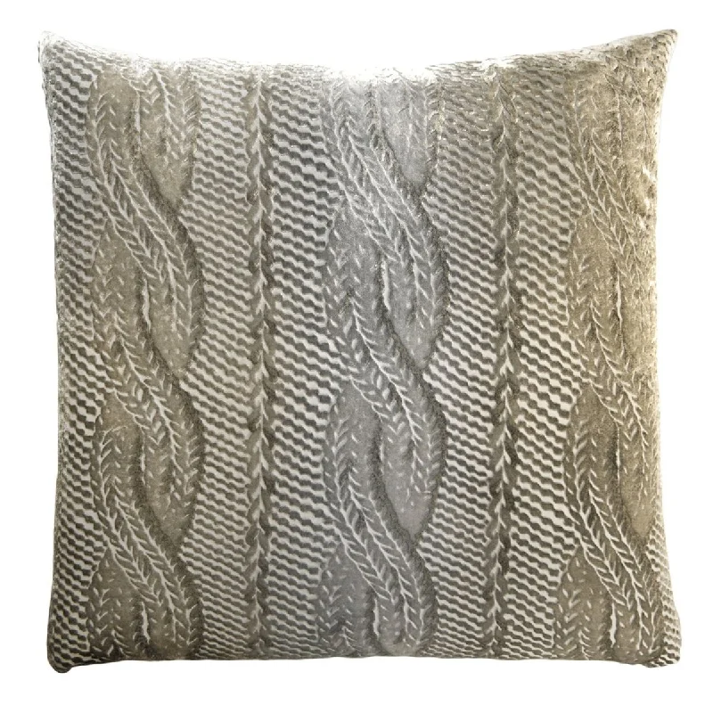 Nickel Cable Knit Velvet Pillow by Kevin O'Brien Studio