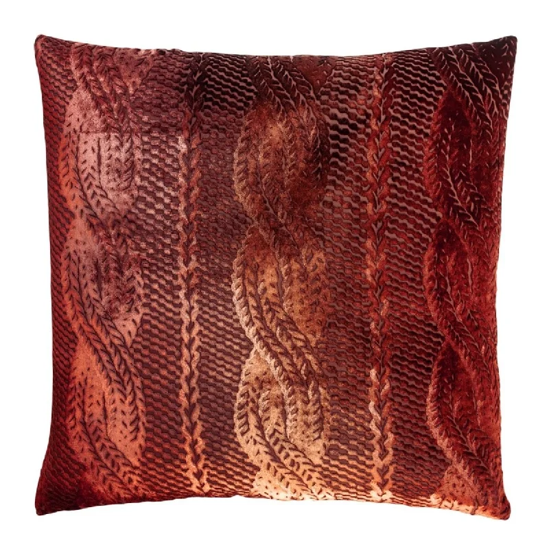 Paprika Cable Knit Velvet Pillow by Kevin O'Brien Studio