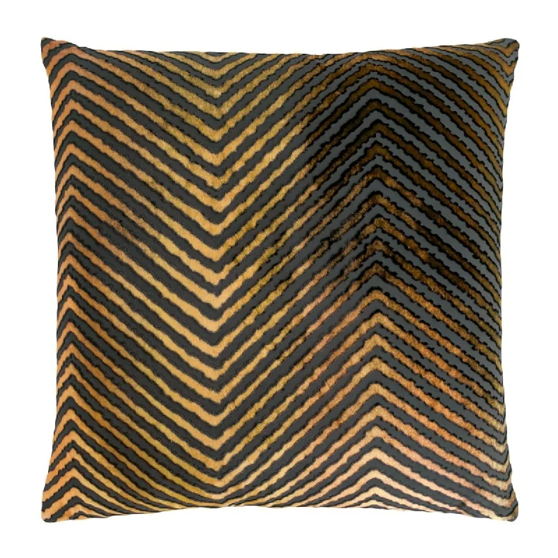 Copper Ivy Chevron Velvet Pillow by Kevin O'Brien Studio