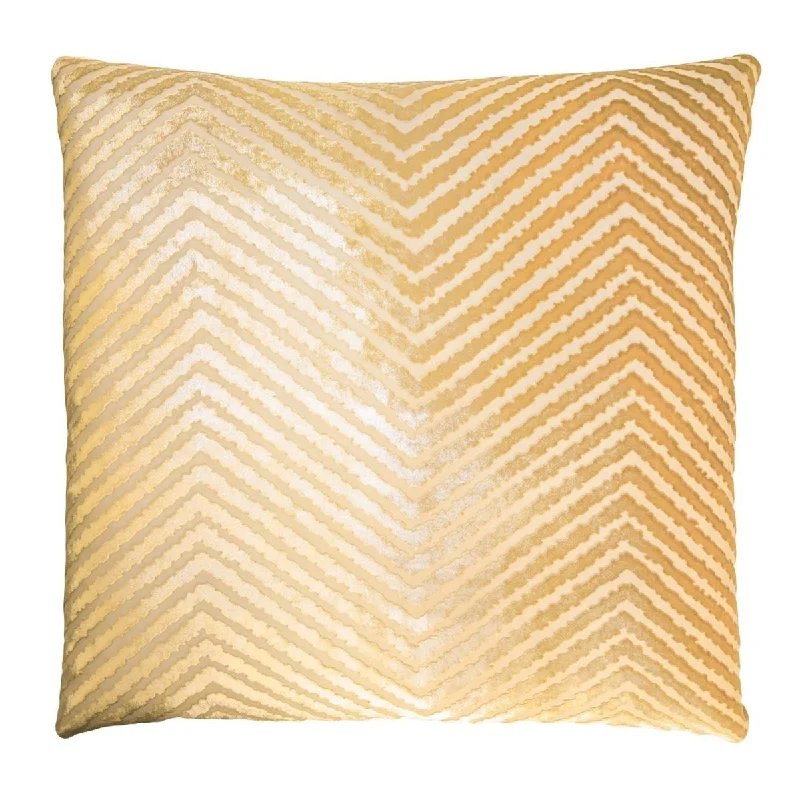 Gold Beige Chevron Velvet Pillow by Kevin O'Brien Studio