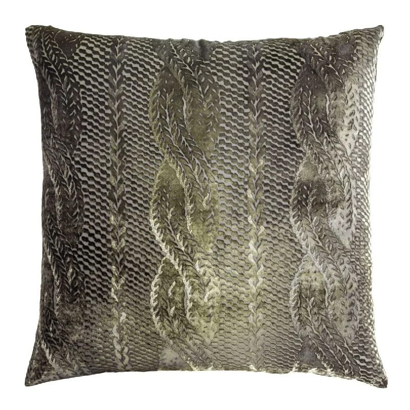 Oregano Cable Knit Velvet Pillow by Kevin O'Brien Studio