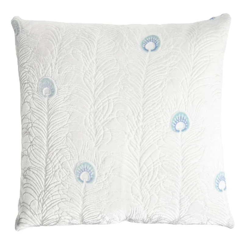 White Peacock Feather Pillow by Kevin O'Brien Studio