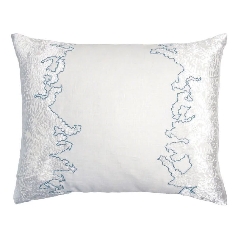 Robin's Egg Ferns Embroidered Velvet Appliqué Pillow