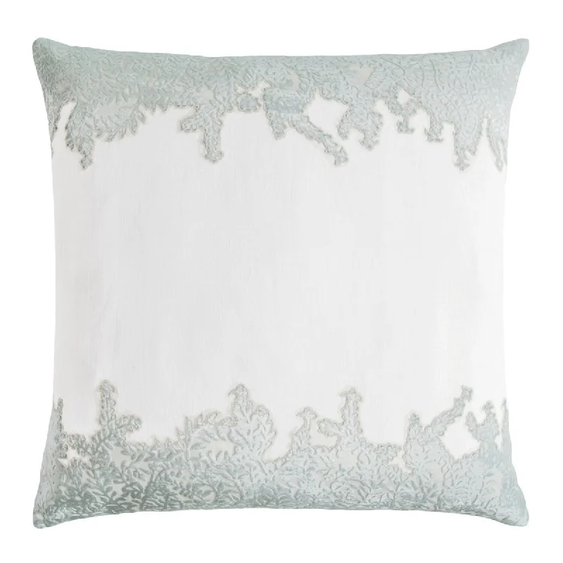 Sage & White Ferns Velvet Appliqué Pillow