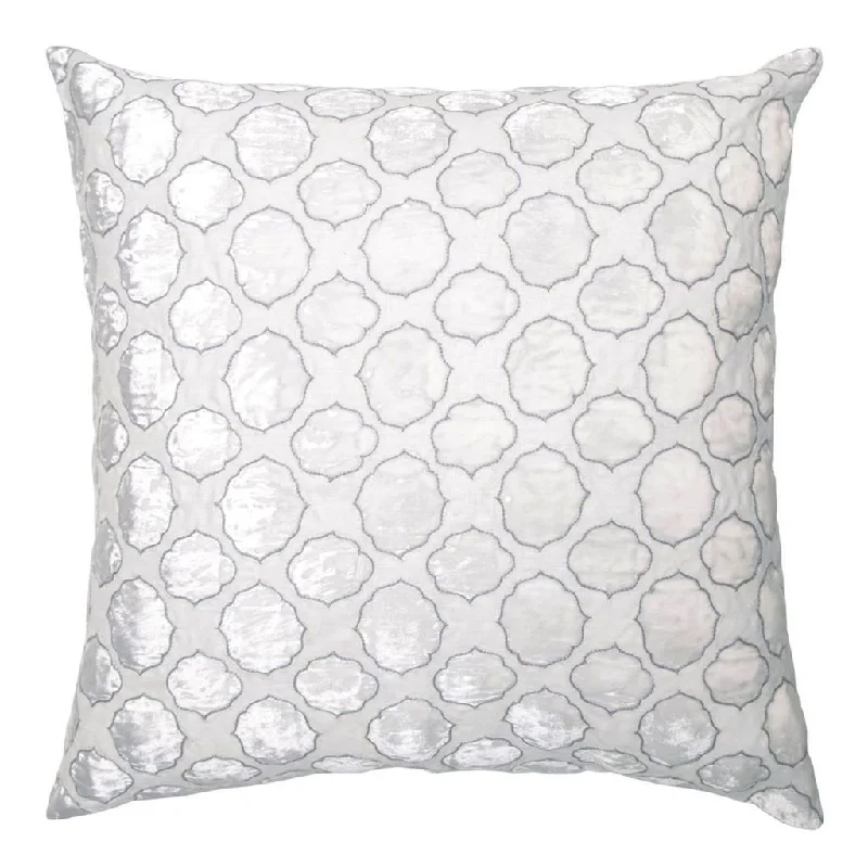 Tile White & Grey Velvet Appliqué Pillow