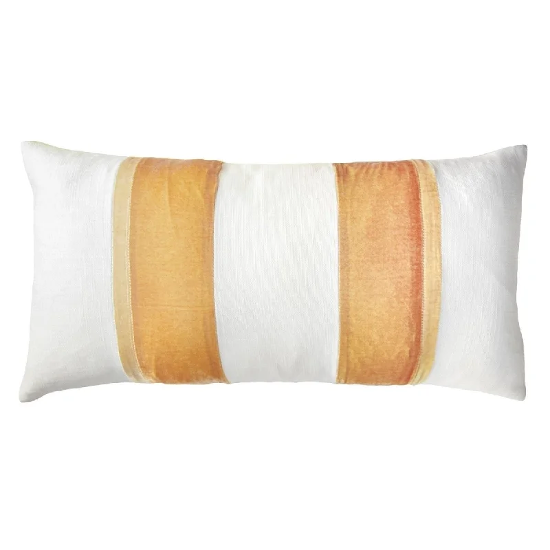 Gold Beige Stripe Oblong Decorative Pillow