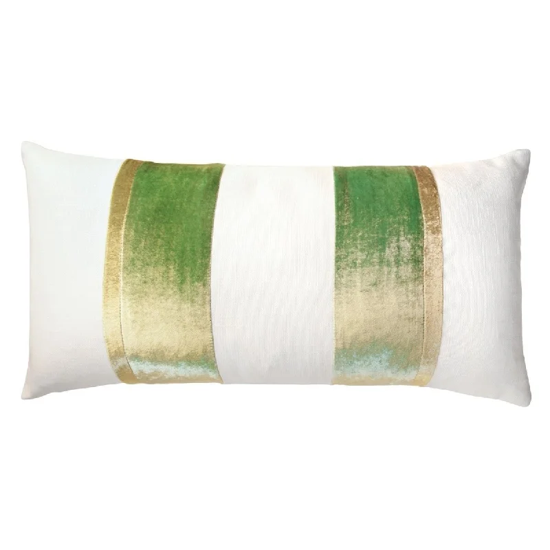 White & Grass Stripe Decorative Pillow