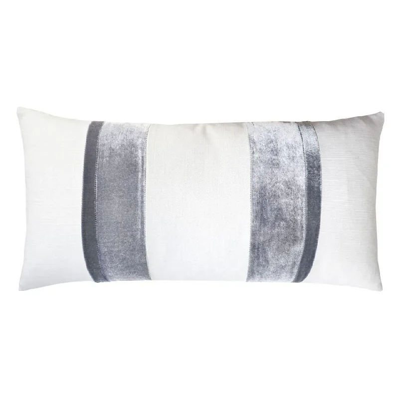 White & Gray Stripe Oblong Decorative Pillow