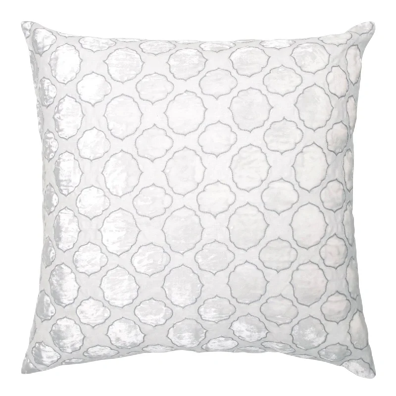 Grey Tile Velvet Appliqué Pillow by Kevin O'Brien Studio