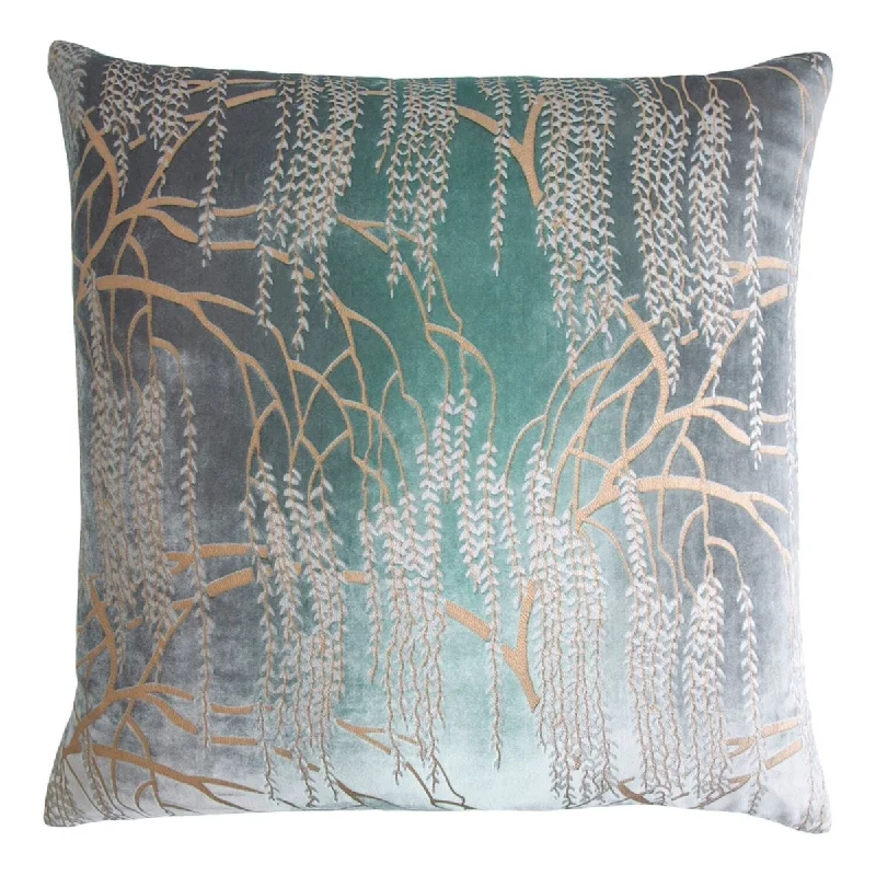 Metallic Willow Jade Velvet Pillows