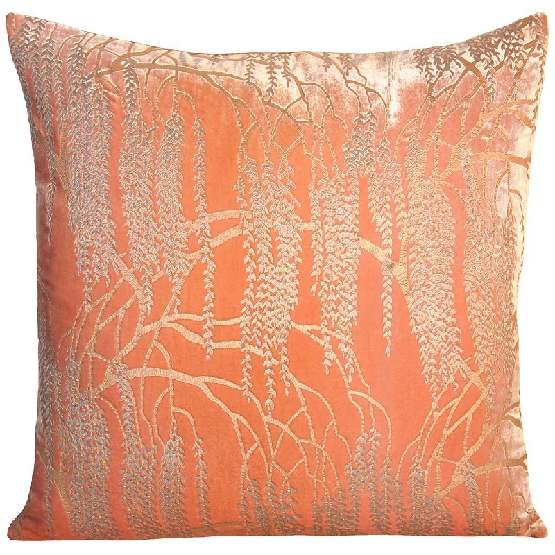 Metallic Willow Mango Velvet Pillows