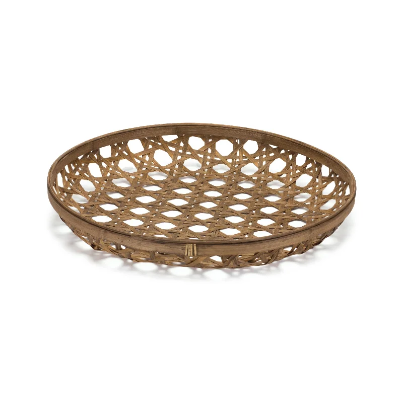 Large Round Bamboo Wooden 22.25" Tray