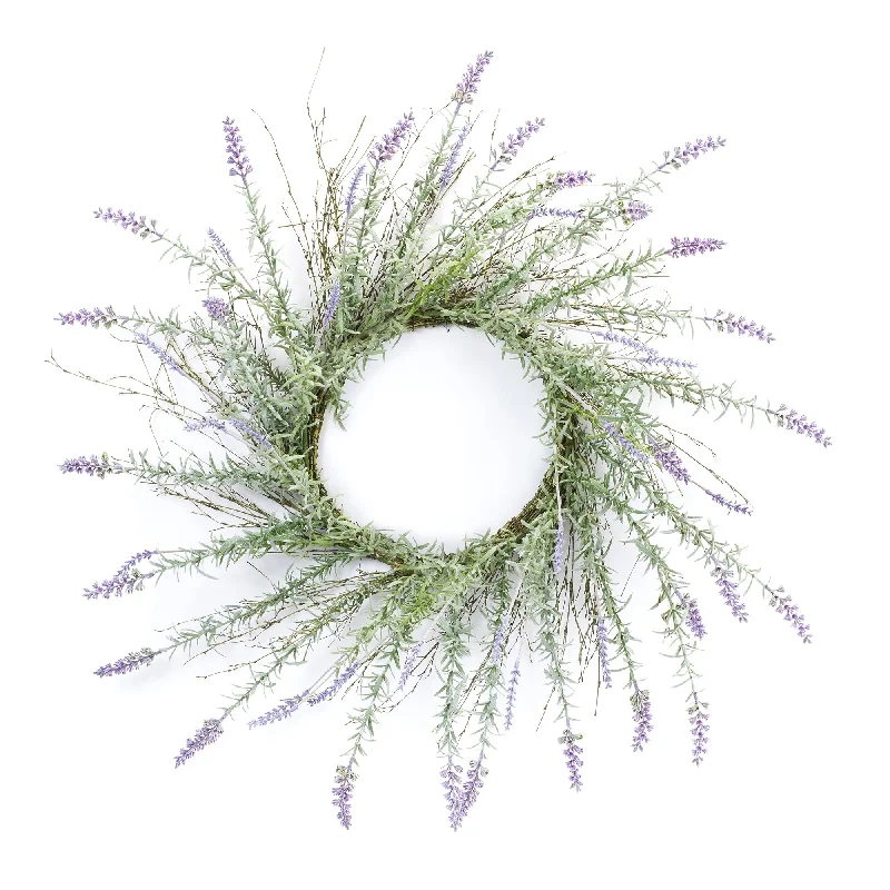 Lavender Floral Twig 28" Green Wreath