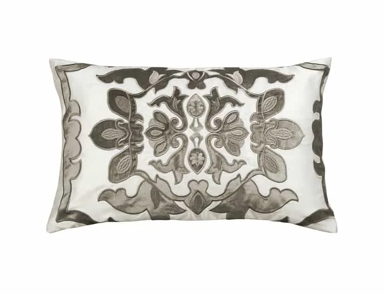 Morocco Silver Velvet Lumbar Pillow by Lili Alessandra