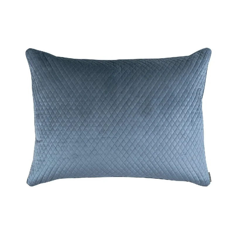 Valentina Smokey Blue Quilted Luxe Euro Pillow by Lili Alessandra