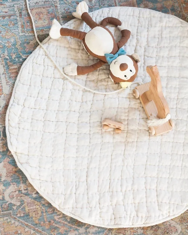 Linen Quilted Play Mat In Natural