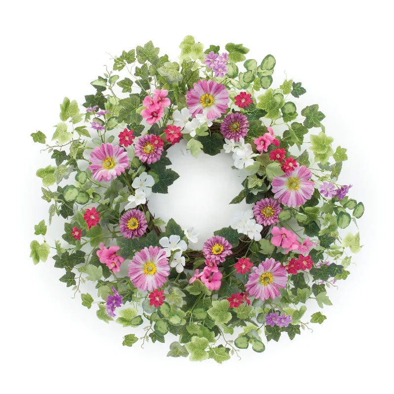 Mixed Floral and Ivy 24.5" Leaf Wreath